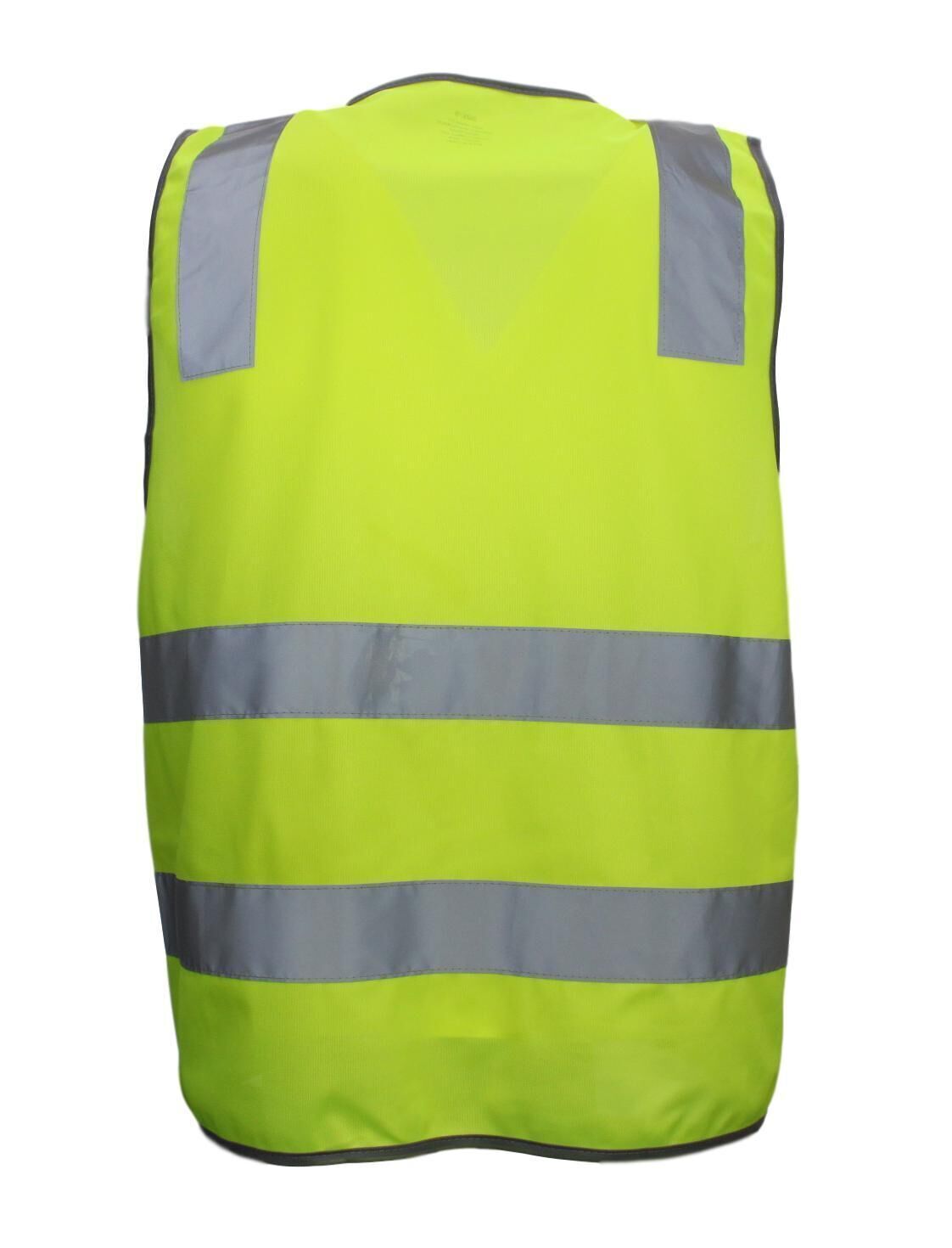 Hi Vis Safety Vest Reflective Tape Zip Up Workwear Pocket High Visibility in Yellow - M V563-CL-033-YLW-M