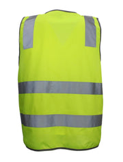 Hi Vis Safety Vest Reflective Tape Zip Up Workwear Pocket High Visibility in Yellow - S