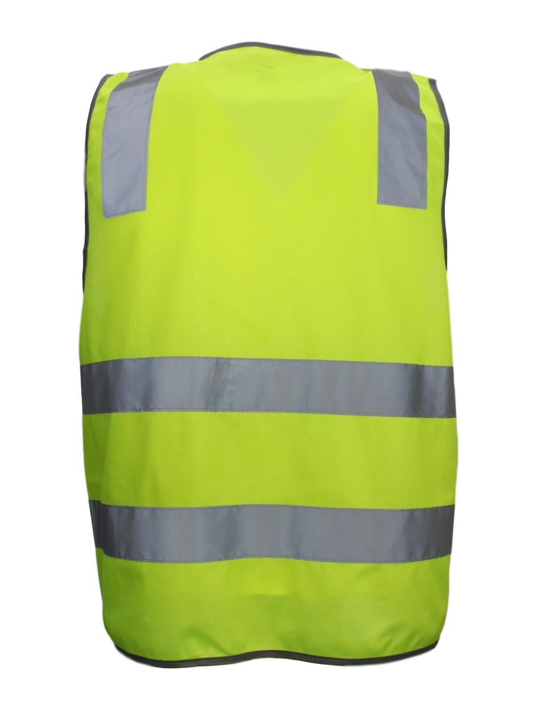 Hi Vis Safety Vest Reflective Tape Zip Up Workwear Pocket High Visibility in Yellow - S