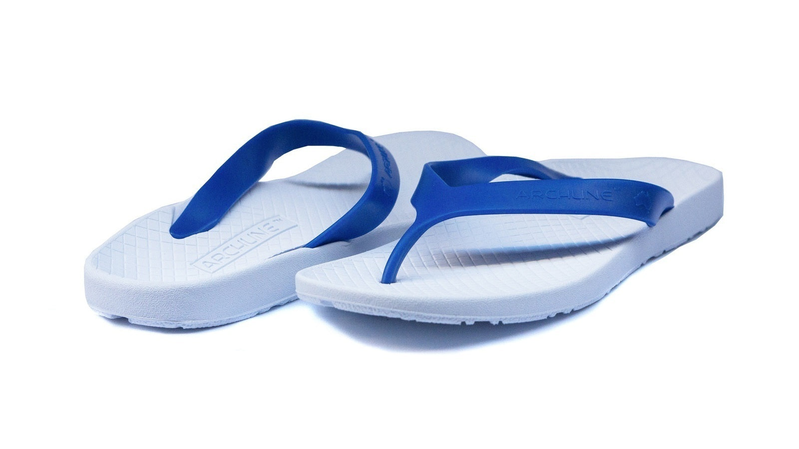 ARCHLINE Flip Flops Orthotic Thongs Arch Support Shoes Footwear - White/Blue - EUR 47 V563-CLRNC-THNGS-WH-BLU-47