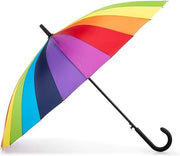 120cm Diameter RAINBOW UMBRELLA Rain Sun Colourful Parasol Long Shaft - Curved V563-CMA-CURVED_RBW_UMB-120CM