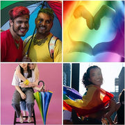 120cm Diameter RAINBOW UMBRELLA Rain Sun Colourful Parasol Long Shaft - Curved V563-CMA-CURVED_RBW_UMB-120CM