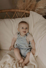 Ponchik Babies + Kids - Cotton Dungaree Overalls - Capri Blue - 3-6 months V563-COTDUNGAREE-CAPBLU-3_6