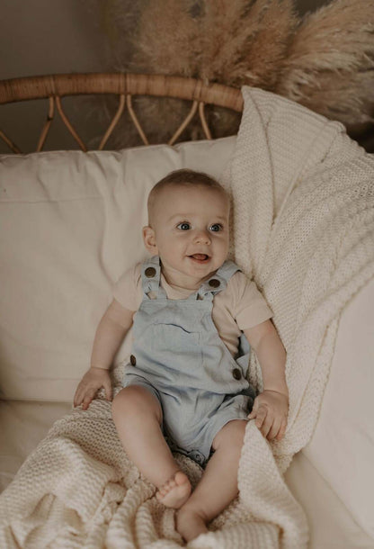 Ponchik Babies + Kids - Cotton Dungaree Overalls - Capri Blue - 3-6 months V563-COTDUNGAREE-CAPBLU-3_6