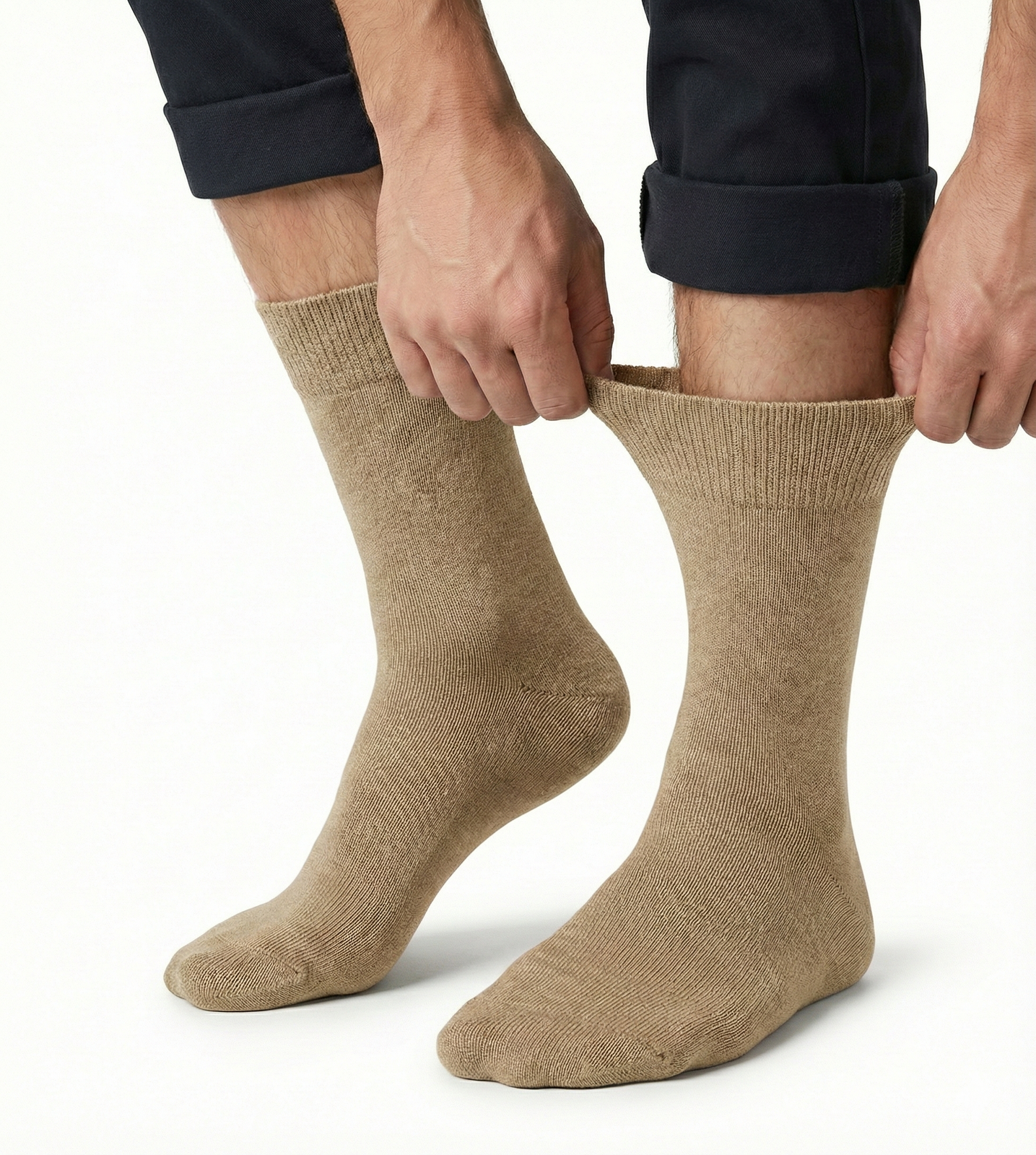 1x Pair COTTON Rich LOOSE TOP SOCKS Circulation Diabetic Comfort in Beige - 11-14 V563-COTTONLTSOX-BGE11-14