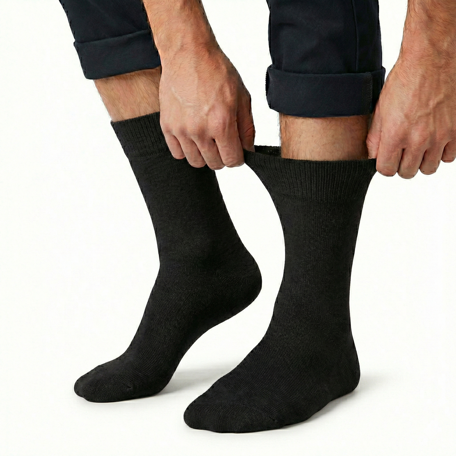1x Pair COTTON Rich LOOSE TOP SOCKS Circulation Diabetic Comfort in Black - 11-14 V563-COTTONLTSOX-BLK11-14
