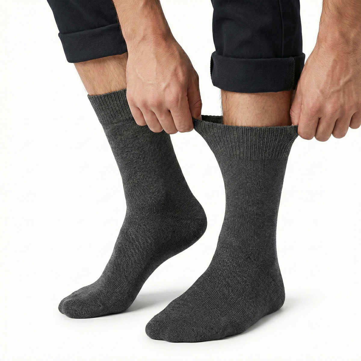 1x Pair COTTON Rich LOOSE TOP SOCKS Circulation Diabetic Comfort in Charcoal - 6-11 V563-COTTONLTSOX-CHRCL6-11
