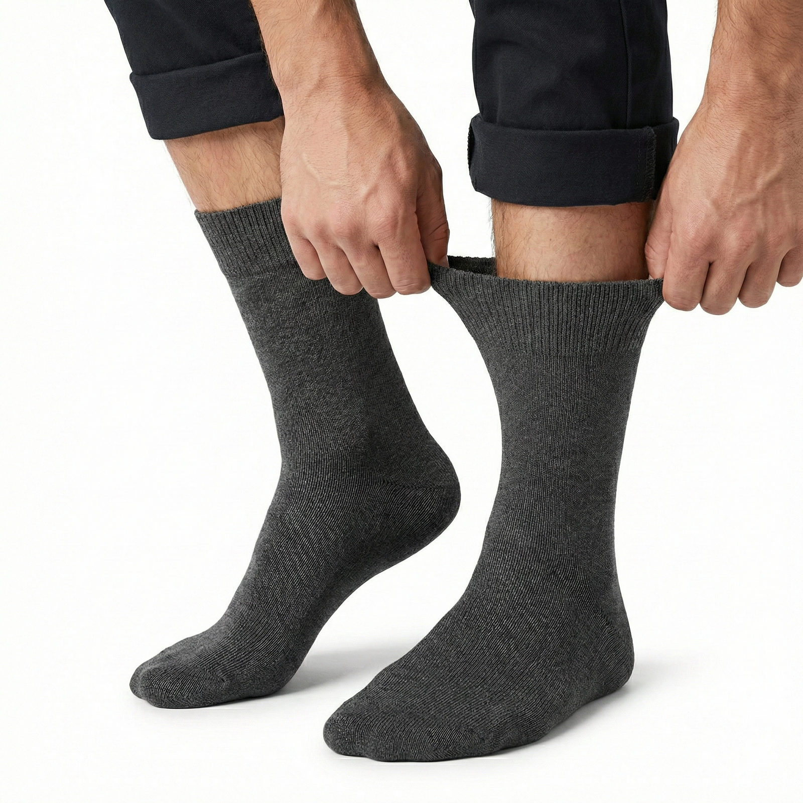 1x Pair COTTON Rich LOOSE TOP SOCKS Circulation Diabetic Comfort in Charcoal - 6-11 V563-COTTONLTSOX-CHRCL6-11