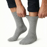 1x Pair COTTON Rich LOOSE TOP SOCKS Circulation Diabetic Comfort in Grey - 11-14 V563-COTTONLTSOX-GRY11-14