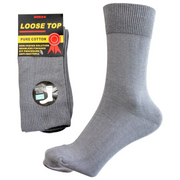 1x Pair COTTON Rich LOOSE TOP SOCKS Circulation Diabetic Comfort in Grey - 11-14 V563-COTTONLTSOX-GRY11-14