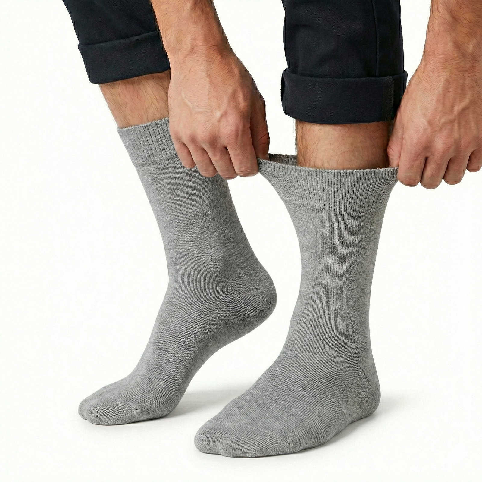 1x Pair COTTON Rich LOOSE TOP SOCKS Circulation Diabetic Comfort in Grey - 6-11 V563-COTTONLTSOX-GRY6-11