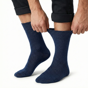 1x Pair COTTON Rich LOOSE TOP SOCKS Circulation Diabetic Comfort in Navy - 2-8 V563-COTTONLTSOX-NVY2-8