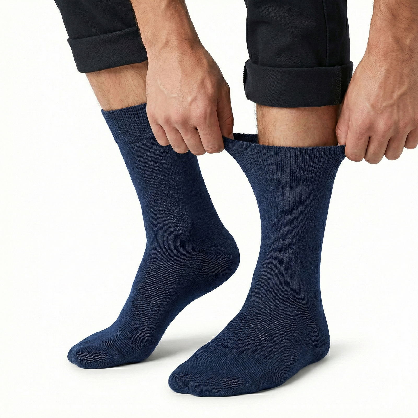 1x Pair COTTON Rich LOOSE TOP SOCKS Circulation Diabetic Comfort in Navy - 2-8 V563-COTTONLTSOX-NVY2-8