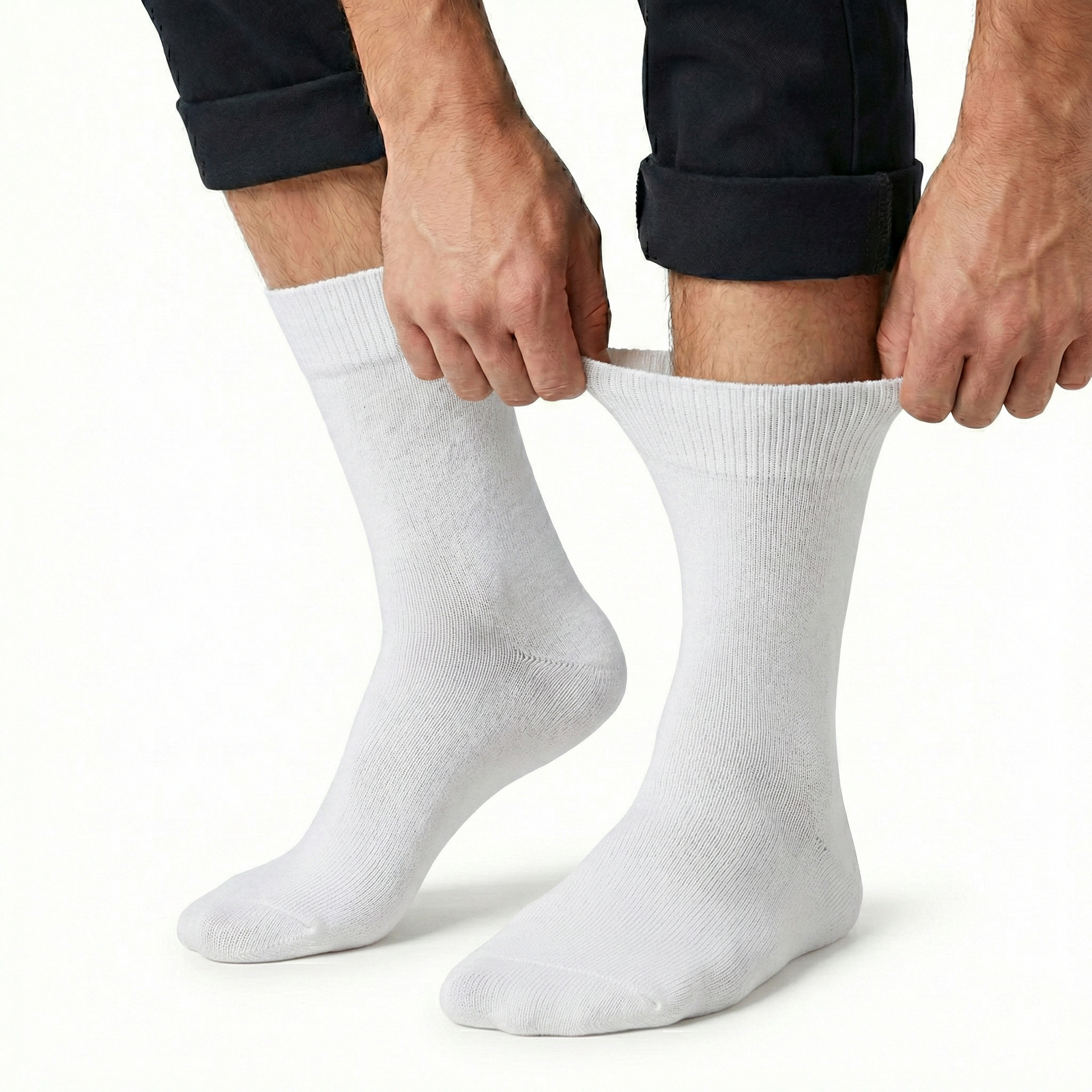 1x Pair COTTON Rich LOOSE TOP SOCKS Circulation Diabetic Comfort in White - 2-8 V563-COTTONLTSOX-WHT2-8