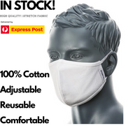 100% Cotton Face Mask Washable Reusable Mask Protect Anti-Microbial Fabric Mouth Cover V563-CV22-WHITE-1PC