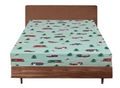 Queen Luxury 100% Cotton Flannelette Fitted Bed Sheet Flannel - Trees/Caravan V563-D002-QUEEN