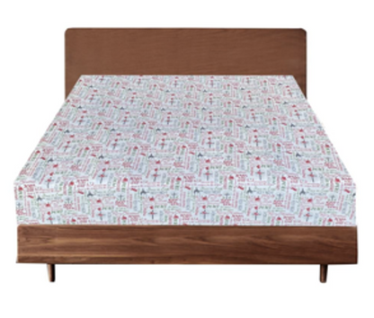 Queen Luxury 100% Cotton Flannelette Fitted Bed Sheet Xmas Flannel - Christmas V563-D012-QUEEN