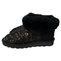 Womens Australian Sheepskin Wool Fur Mini UGG Ankle Boots in Gold Black - 4