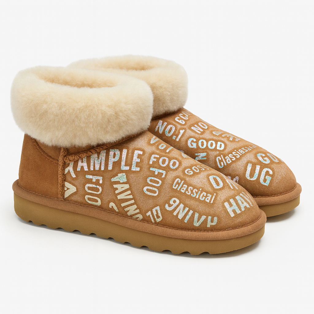 Womens Australian Sheepskin Wool Fur Mini UGG Ankle Boots in Metallic Chestnut - 4 V563-D2390-CHESTNUT-4