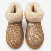 Womens Australian Sheepskin Wool Fur Mini UGG Ankle Boots in Metallic Chestnut - 4