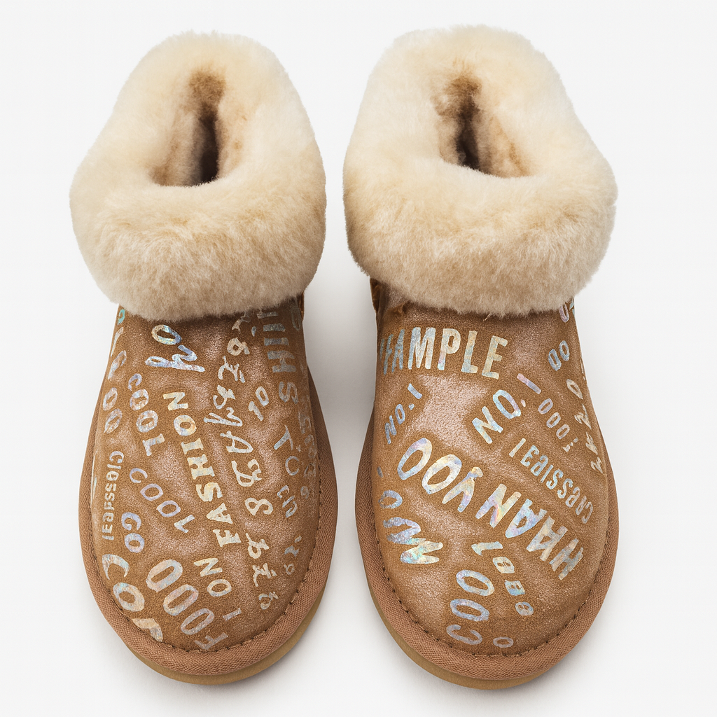 Womens Australian Sheepskin Wool Fur Mini UGG Ankle Boots in Metallic Chestnut - 9