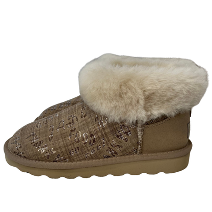 Womens Australian Sheepskin Wool Fur Mini UGG Ankle Boots in Gold Sand - 4 V563-D2390-SAND-4