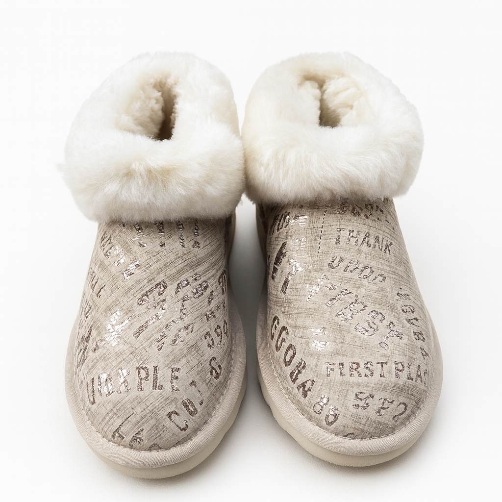 Womens Australian Sheepskin Wool Fur Mini UGG Ankle Boots in Gold Sand - 4