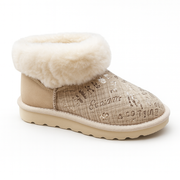Womens Australian Sheepskin Wool Fur Mini UGG Ankle Boots in Gold Sand - 5