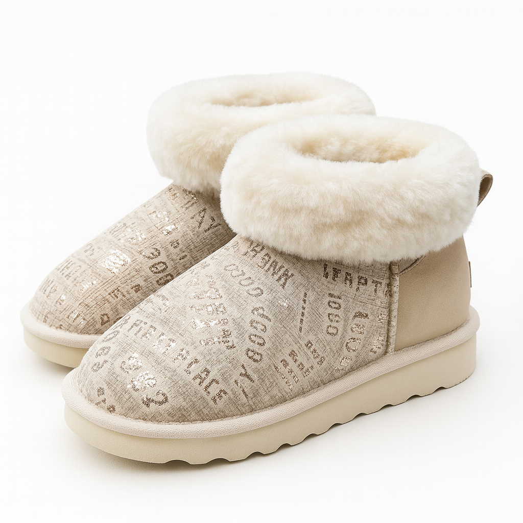 Womens Australian Sheepskin Wool Fur Mini UGG Ankle Boots in Gold Sand - 6 V563-D2390-SAND-6