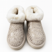 Womens Australian Sheepskin Wool Fur Mini UGG Ankle Boots in Gold Sand - 8