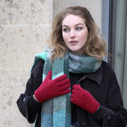 Dents Womens Cable Knit Gloves in Berry V563-DENTS-6-3186-BERRY