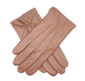 Dents Mens Genuine Full Grain Leather Gloves 3 Point Stitch Fleece Lined Warm Winter - Cognac - Large
