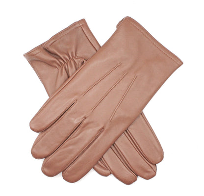 Dents Mens Genuine Full Grain Leather Gloves 3 Point Stitch Fleece Lined Warm Winter - Cognac - Small V563-DENTS-75-0003-COGNAC-S