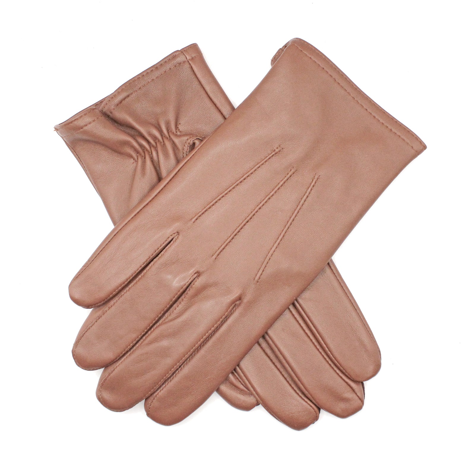 Dents Mens Genuine Full Grain Leather Gloves 3 Point Stitch Fleece Lined Warm Winter - Cognac - X-Small V563-DENTS-75-0003-COGNAC-XS