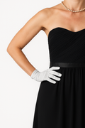 DENTS Wrist Length Satin Evening Gloves Wedding Stretch Formal Bridal in Silver V563-DENTS-76-0002-SLVR