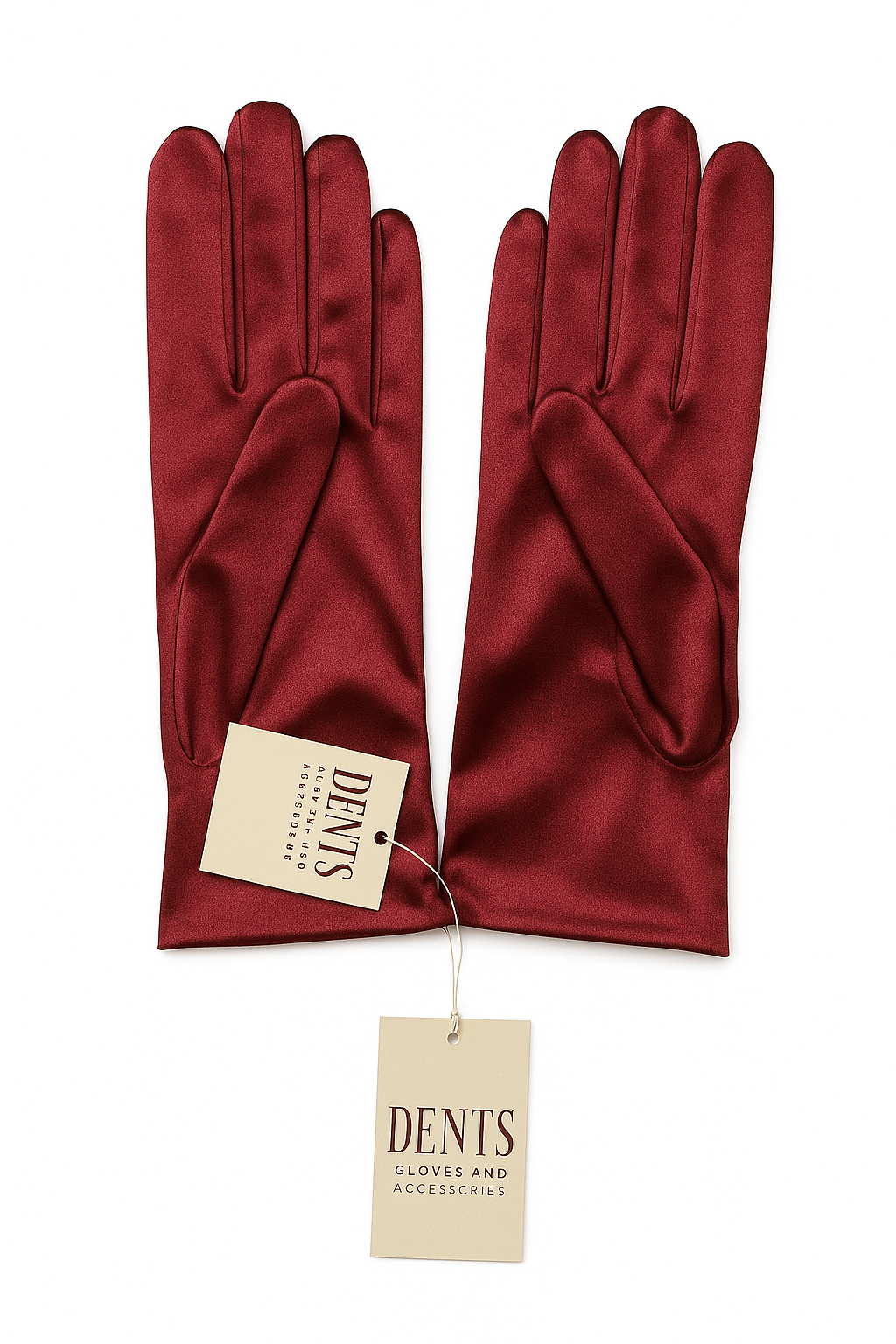 DENTS Wrist Length Satin Evening Gloves Wedding Stretch Formal Bridal in Wine Red V563-DENTS-76-0002-WINERED