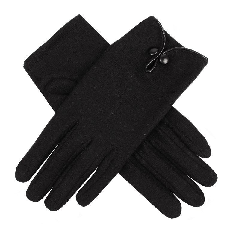 DENTS Ladies Womens 100% Wool Gloves Unlined Warm Winter - Black (One Size) V563-DENTS-76-0006-BLK-ONESZE