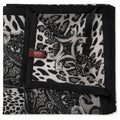 Ladies Animal Print & Paisley Scarf Made in Italy 90 x 90cm Winter - Black