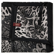 Ladies Animal Print & Paisley Scarf Made in Italy 90 x 90cm Winter - Black