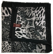 Ladies Animal Print & Paisley Scarf Made in Italy 90 x 90cm Winter - Black