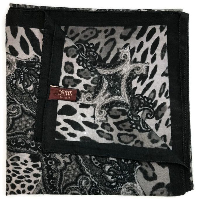 Ladies Animal Print & Paisley Scarf Made in Italy 90 x 90cm Winter - Black