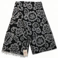 Large Pashmina Style Scarf Floral Wool Blend Womens Winter Wrap 200x40cm - Black