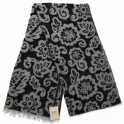 Large Pashmina Style Scarf Floral Wool Blend Womens Winter Wrap 200x40cm - Black