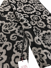 Large Pashmina Style Scarf Floral Wool Blend Womens Winter Wrap 200x40cm - Black
