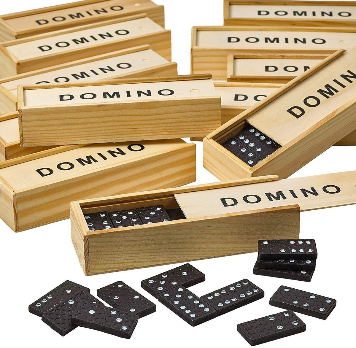 Domino Set Wooden Box Kids Children Traditional Toy 28 Dominoes V563-DOMINO
