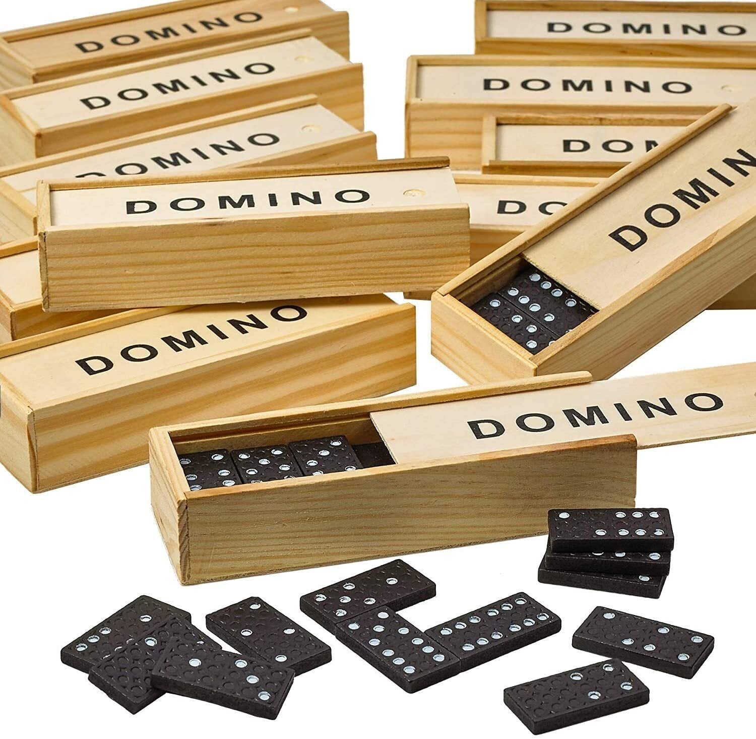 Domino Set Wooden Box Kids Children Traditional Toy 28 Dominoes V563-DOMINO