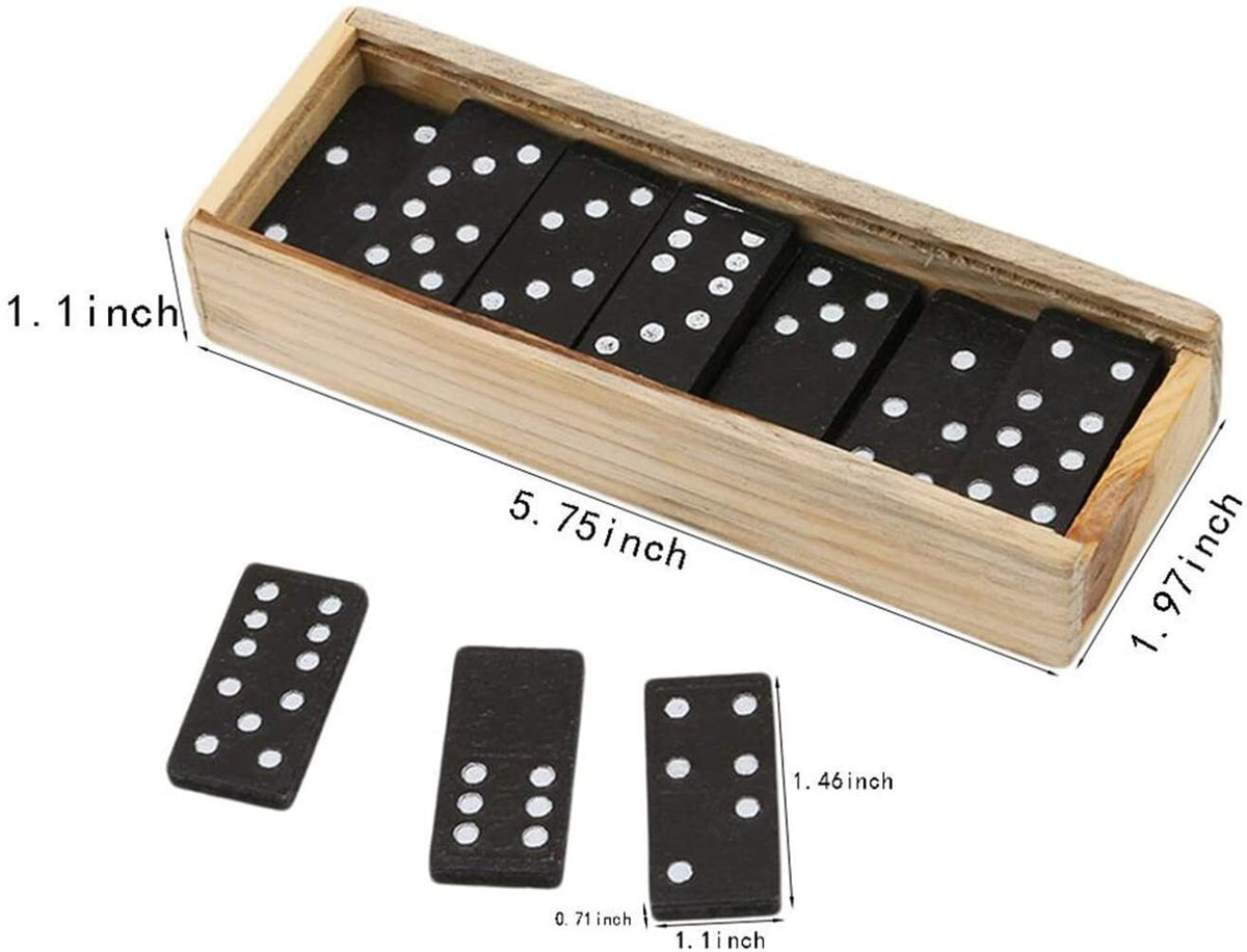 Domino Set Wooden Box Kids Children Traditional Toy 28 Dominoes V563-DOMINO