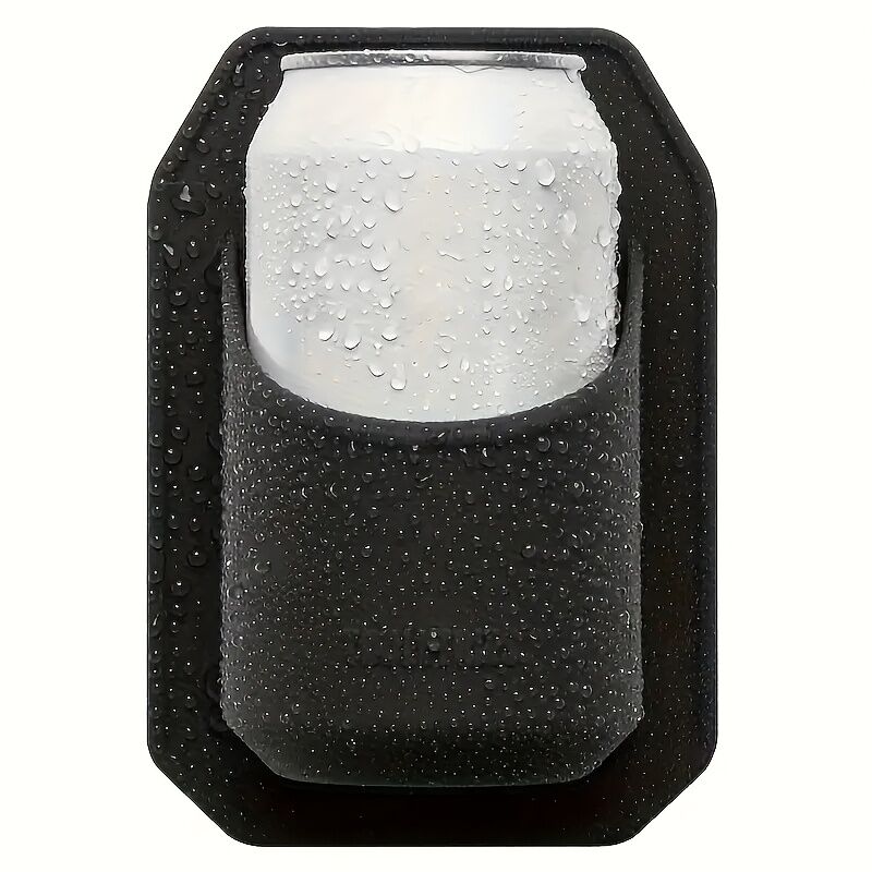 Silicone Shower Beer Holder Wall Mounted Beverage Can Rack Self Adhesive in Black V563-DU3227351
