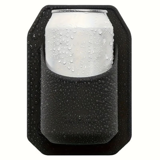 Silicone Shower Beer Holder Wall Mounted Beverage Can Rack Self Adhesive in Black V563-DU3227351
