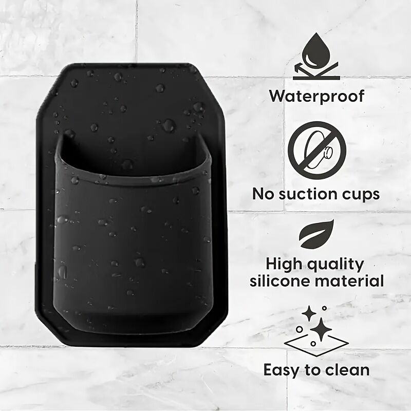 Silicone Shower Beer Holder Wall Mounted Beverage Can Rack Self Adhesive in Black V563-DU3227351